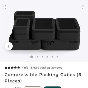 NOBL black compressible travel packing cubes- 6 pieces